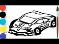 Draw Lamborghini Aventador Police Patrol Car ll Simple Easy Drawing and Coloring Pages