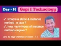 Day-18 what is static instance method in java Java Full Stack Course Core java By Mr Gopi