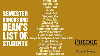 Purdue CS Honors and Dean s List 2019