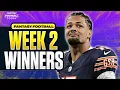 Biggest Week 2 Fantasy Football Winners Goff Odunze Flowers Others 2025 Fantasy Football