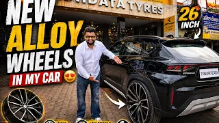 New alloy wheels in my black fronx🛞guess the size and alloy💁😉