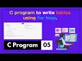 C Program To Print Multiplication Table using For Loop