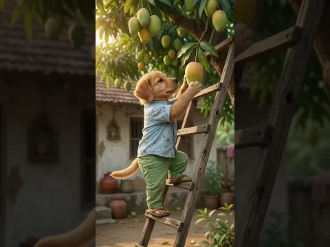 Puppy ने तोड़े आम 🍋🥭 फिर दादाजी ने जो किया… 😱😂 | Cute Puppy Story #Shorts