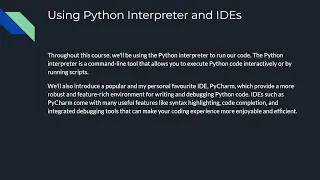 Using Python Interpreter and IDEs