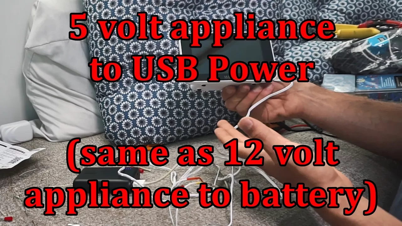 Off-grid Solar Tutorial: Hardwire 5v appliance to a USB plug (same protocol for 12 volt appliances)