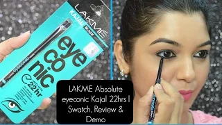 lakme eyeconic kajal 22 hrs swatch review u0026 demo