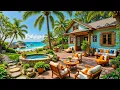 Download Lagu Happy Morning Jazz at Seaside Cafe Ambience ☕ Smooth Bossa Nova Music \u0026 Ocean Waves for Relaxation