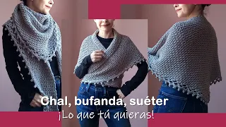 ¡3 EN 1! Chal/Bufanda/Suéter a crochet ¡Ligero y paso a paso!! "CHAL FLORENCIA"