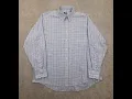 IZOD Men Button Up Shirt 17 17 5 34 35 Long Sleeve White Blue Pink Check 279