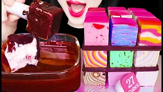 ASMR MAGIC CHOCOLATE SHELL ICE CREAM CAKE 매직 초코쉘 아이스크림 먹방 MUKBANG, EATING