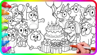 BLUEY Coloring Pages Do you know How to color Bluey Birt ay Party Coco Indy Rusty and other