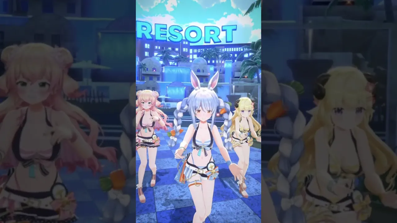 【#ホロナツ】わためぇ＆ねねちと『藍染サマータイム!!』踊ってみた【兎田ぺこら】 #holonatsuParadise #ホロナツ #shorts #踊ってみた