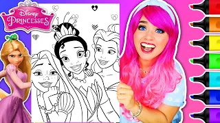 Coloring Disney Princesses Coloring Page Rapunzel Princess Tiana Belle Ohuhu Art Markers