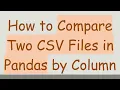 How to Compare Two CSV Files in Pandas by Column