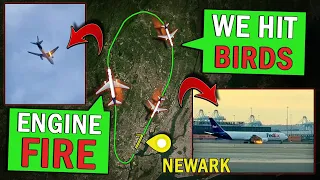 BIRD STRIKE ENGINE FIRE FedEx B767 Emergency at Newark