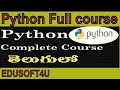 Python complete course in Telugu - Python Language Full Tutorial in Telugu