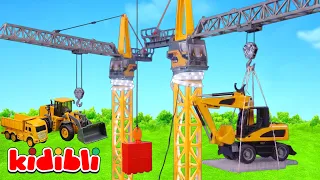 Dźwig Spadł na Budowie 🏗️ Wywrotka i Koparka na Ratunek | Samochody, Ciężarówki dla Dzieci | Kidibli