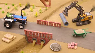 diy mini tractor  an excavator making home pipe bridge construction  project@Small_Creator01