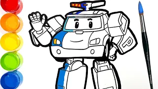 ROBOCAR POLI Drawing and Coloring for Kids/ Toddlers. Learn Colors