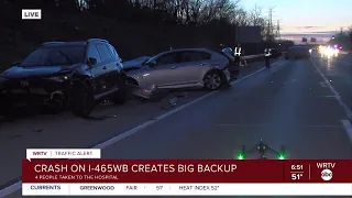 4 injured after crash on I-465 creates big back up