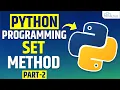 What are Set Methods in python Part-2 Python Sets Tutorial in Hindi