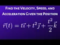 Find the Velocity Speed and Acceleration Given the Vector Valued Position Function