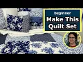 BEGINNER Quilting With Squares Blue Quilt
