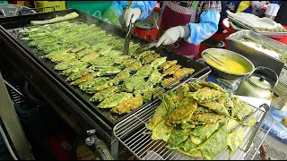 명절때 마다 줄서서 사가는 전집, 봄나물전,모듬전,버섯해장국 / Assorted pancakes, spring greens pancakes / korean street food