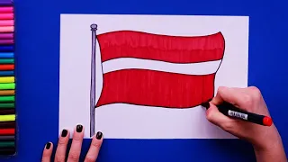 How to draw the National Flag of Latvia