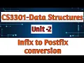 Infix to postfix conversion in data structures tamil CS3301 Anna university reg-2021