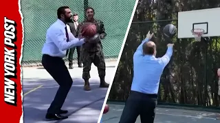 Syrian President Al Sharaa Shoots Hoops With US Military Ahead Of Trump Meeting 