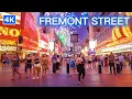 4K Fremont Street Las Vegas Walking Tour on Saturday Night