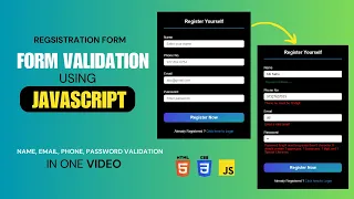 Form Validation in JavaScript Registration Form Validation Using JavaScript in 1 In Hindi