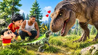 Franklin Rescued a Baby Dinosaur and Found Its Mom! 😱#gta #dinosaur #help