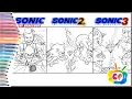 Sonic the Hedgehog 1-2-3 posters Sonic Sonic 2 Sonic 3 coloring books