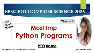 Class-1 Important Python Programs HPSC PGT Computer Science Subjective Exam Preparation 2026