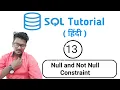 NULL and NOT NULL Constraint in SQL SQL Tutorial in English