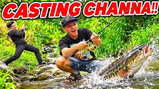MANCING IKAN CHANNA PAKAI UMPAN BOHONGAN!! EMANG BISA ?? 🎣🔥