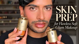 Soft Glam Base Makeup Routine with Skin Prep using @clarins