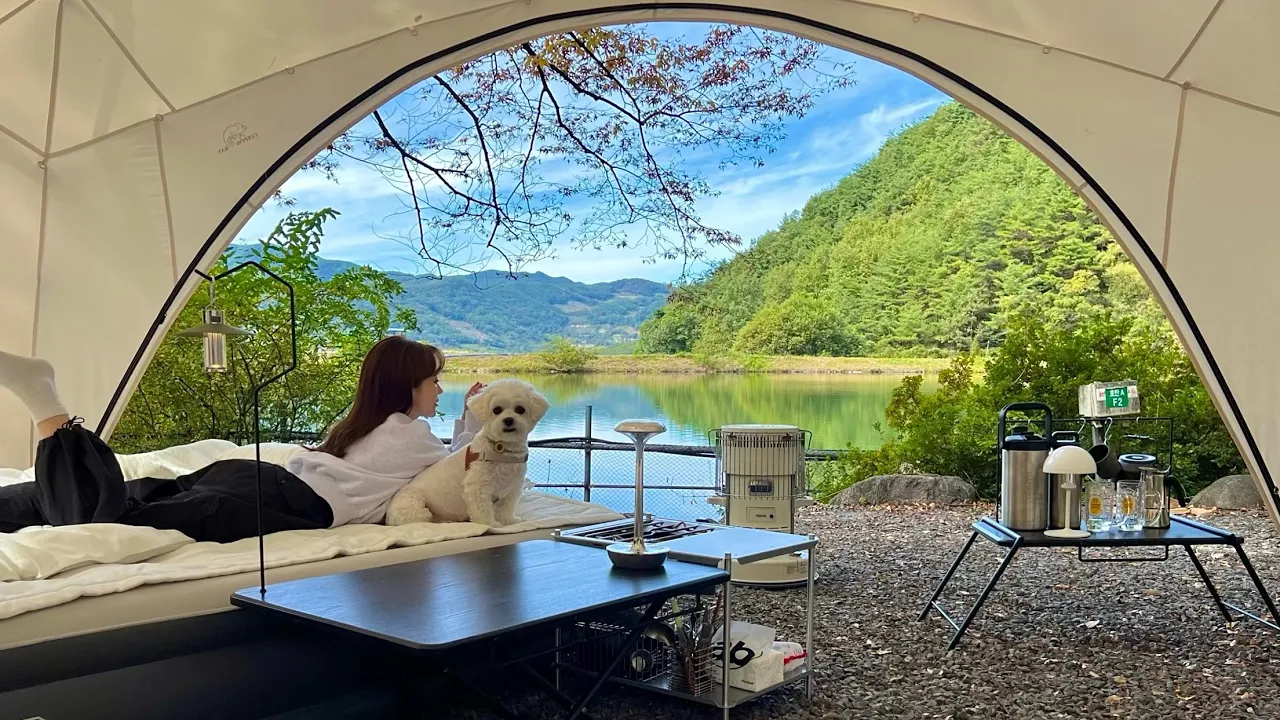 캠핑 싫어하던 여자친구를 캠핑에 빠지게 만든 곳에서 강아지와 3일동안 보내는 힐링 캠핑🏕️ 썸네일