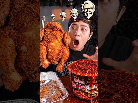WHOLE Fried Chicken Buldak Sauce 1%-100%😳🔥