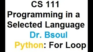CS111 For Loop Dr Bsoul Python Arabic