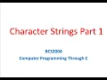 Character Strings Part 1