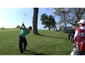 J B Holmes impressively shaped approach to No 12 at Farmers