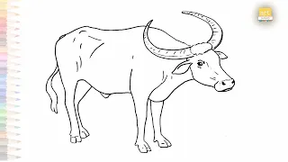Buffalo easy drawing Animal outline sketches How to draw A Buffalo step by step