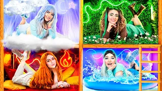 four elements build a bunk bed fire girl water girl air girl and earth girl