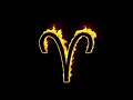 Astrological sign Aries burning on black background screensaver 4K 1 HOUR