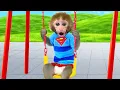Download Lagu Monkey Baby Bon Bon plays swing in the park with duckling and cooking rainbow jelly with puppies