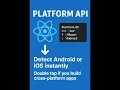 React Native Platform API Detect Android or iOS in 60s