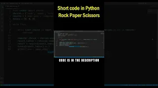 WORKING Rock Paper Scissors In Python